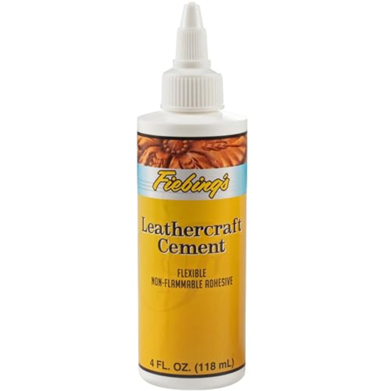 Fiebing's Leathercraft Cement - 4 oz Leather Glue Adhesive - Quick Drying, High Strength, Flexible, Permanent Bonding Leather Repair for Jackets, Shoes, Furniture, Purse - Non-Toxic & Non-Flammable